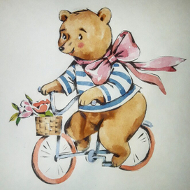 Мишка на велосипеде