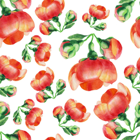 Паттерн с акварельными цветами айвы