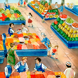 девочки ищут щенка на Зеленом базаре