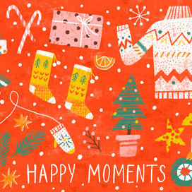 Открытка "Happy moments" для кофейни "The moments"