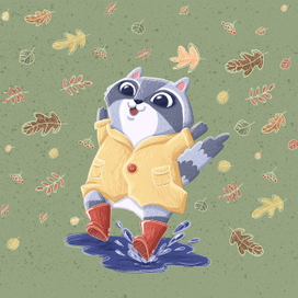 Осенняя коллекция стикеров: Енот