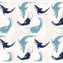 Паттерн с акулой и сомом