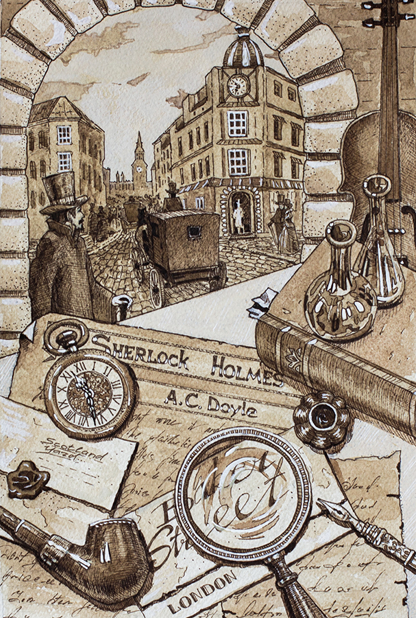 Иллюстрация к произведению А.К.Дойля "Рассказы о Шерлоке Холмсе"