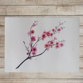 Маленькая цветущая веточка сакуры