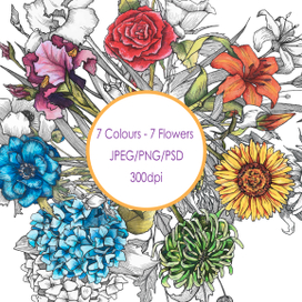7 цветов - 7 цветков (сет принтов)