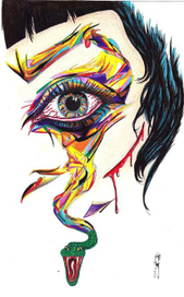 A rainbow of pain in her eyes