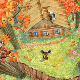 на дачке живет небольшая собачка