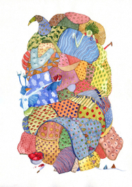 Одеяльца: Мальчик-колибри угощает гранатом девочку-листок.