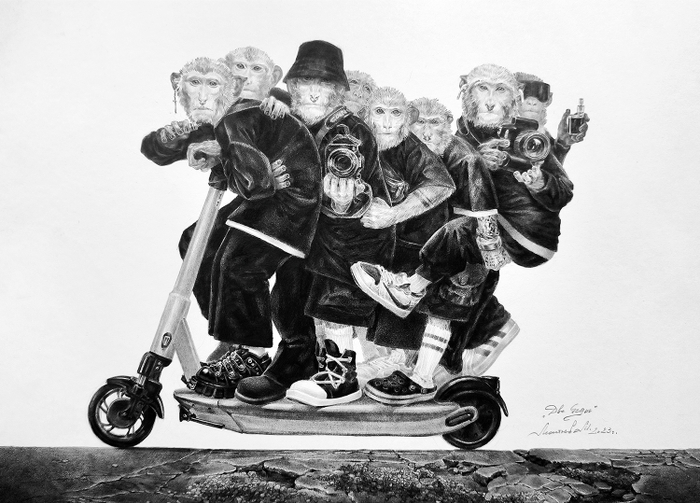 "Две беды" Леонтьев М. 2023 г. бумага, карандаш.