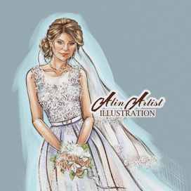 Фэшн-иллюстрация свадебного образа