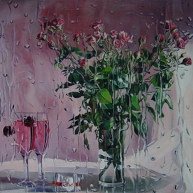 Розы за стеклом.