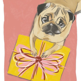 Открытка с Днём Рождения из серии «Собаки»