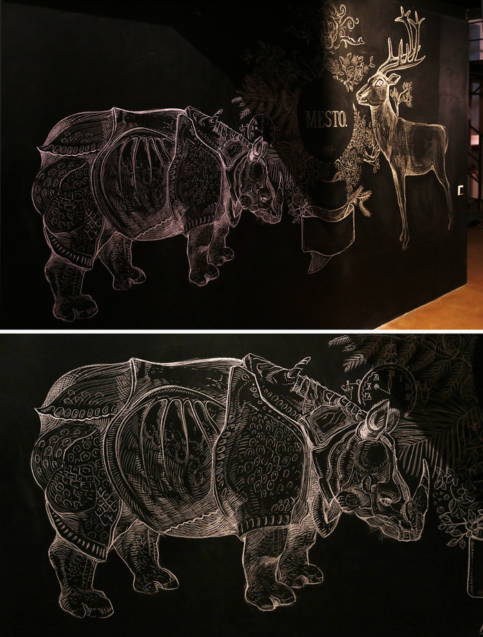 Графика мелом на стене