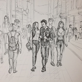 Скетч. Люди в городе