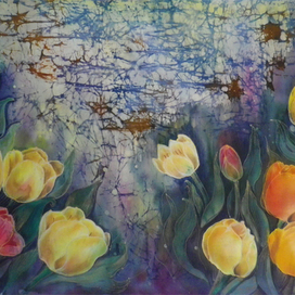 "Тюльпаны" горячий батик