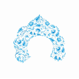 Кокошник в стиле гжель