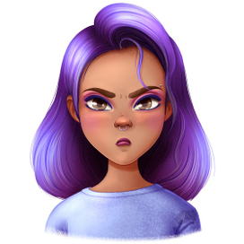 Вредная феолетоволосая девушка