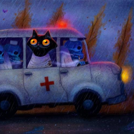 " Кошка Мурка едет в дурку" картинка из "доброй серии" 2017