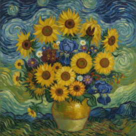 Букет цветов в стиле Винсента Ван Гога