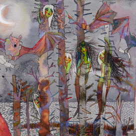 "Белая ночь" (фрагмент), акварель, 40х60см, 2014