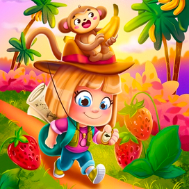 Клубничная путешественница (концепт персонаж для молочных коктейлей)