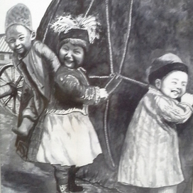 дети возле юрты