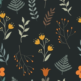 Темный и светлый узор с растениями