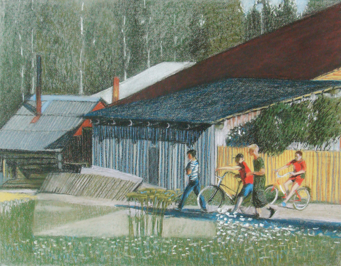 Лето на Новой улице. 2012. б., пастель, 55х65