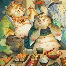 Коты и суши