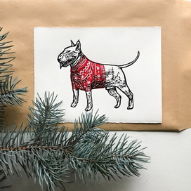  Линогравюра "Бультерьер" из серии "Год собаки"