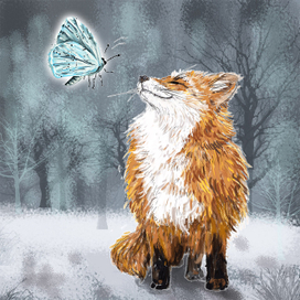 Лисенок и бабочка