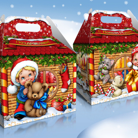 Новогодняя упаковка. Сундучок-домик.