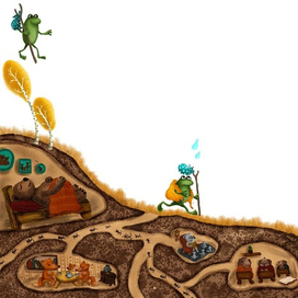 Иллюстрация для Домовенка Троши. Зимовку животных. 