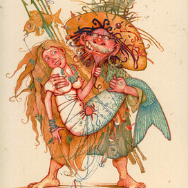 Postcard Happy fisherman.