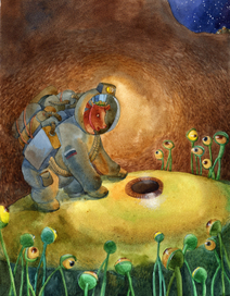 Корова Булочка на Луне