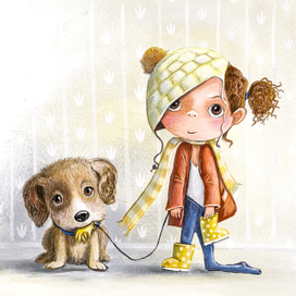 Иллюстрация из серии открыток "Осенняя прогулка"