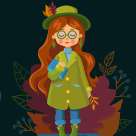 Осенний персоонаж. Рыжеволосая девочка в шляпке