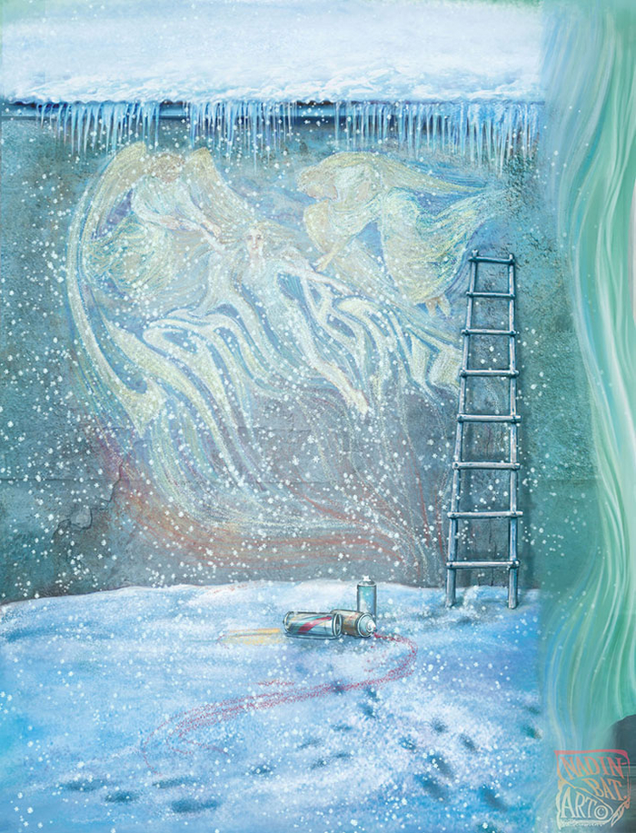 Стена с ангелами. Обложка. Ил.2 под текст.