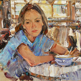 Катя на веранде