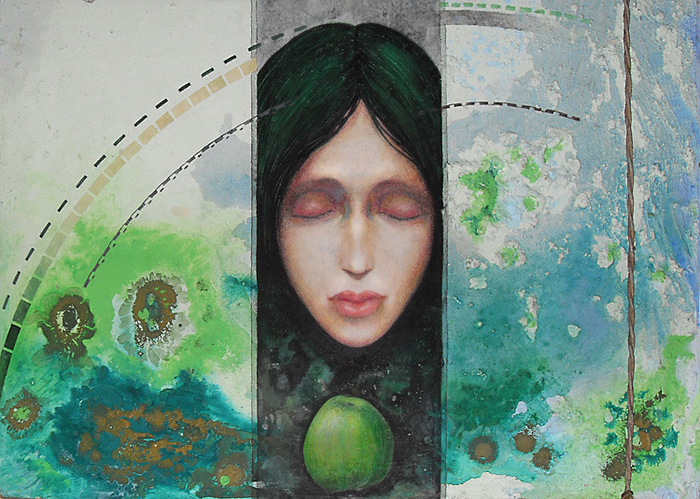 Eva mit gruner apfel