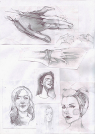 Наброски рук, лиц