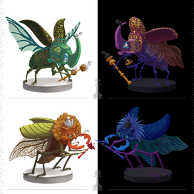 Стилизованные насекомые под шахматные фигурки