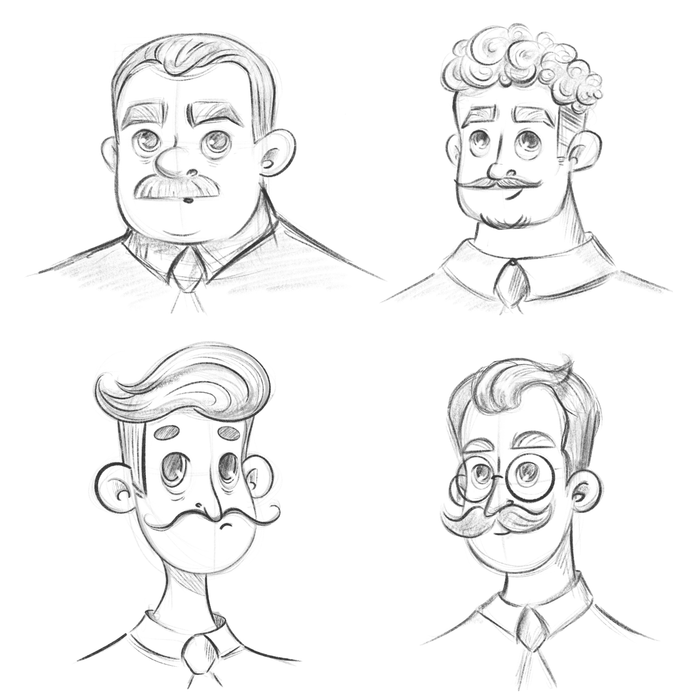 Скетчи мужчин с усами