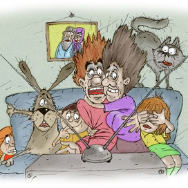 Семейный просмотр фильма ужасов