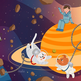 Разворот книги про Космос