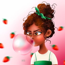 Девочка со жвачкой со вкусом клубники