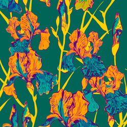 Бесшовный паттерн "Ирисы из джунглей"