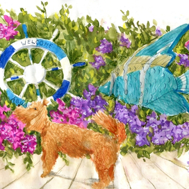 Собачка на морском фестивале