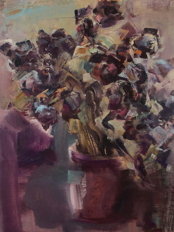 горшок засохших роз