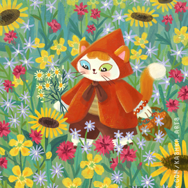 Кошечка на лугу